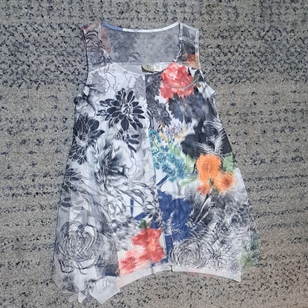 Floral Sleeveless Tank Top - Multicolor